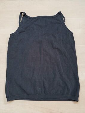 Black/Navy Blue Ribbed Knit Tank Top